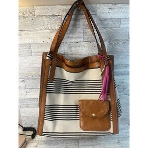 Striped Brown and Cream Tote Bag